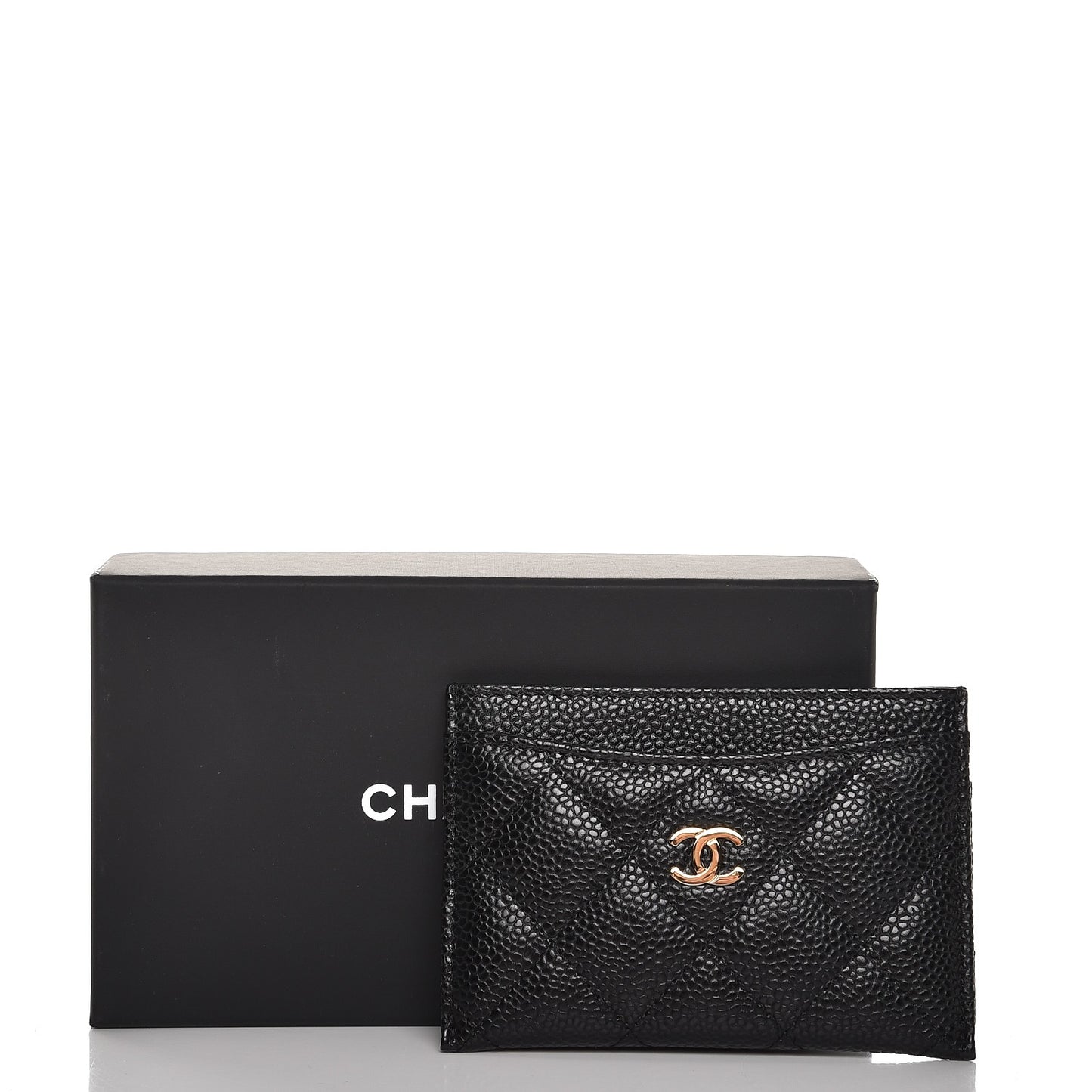 Caviar Quilted Card Holder Black