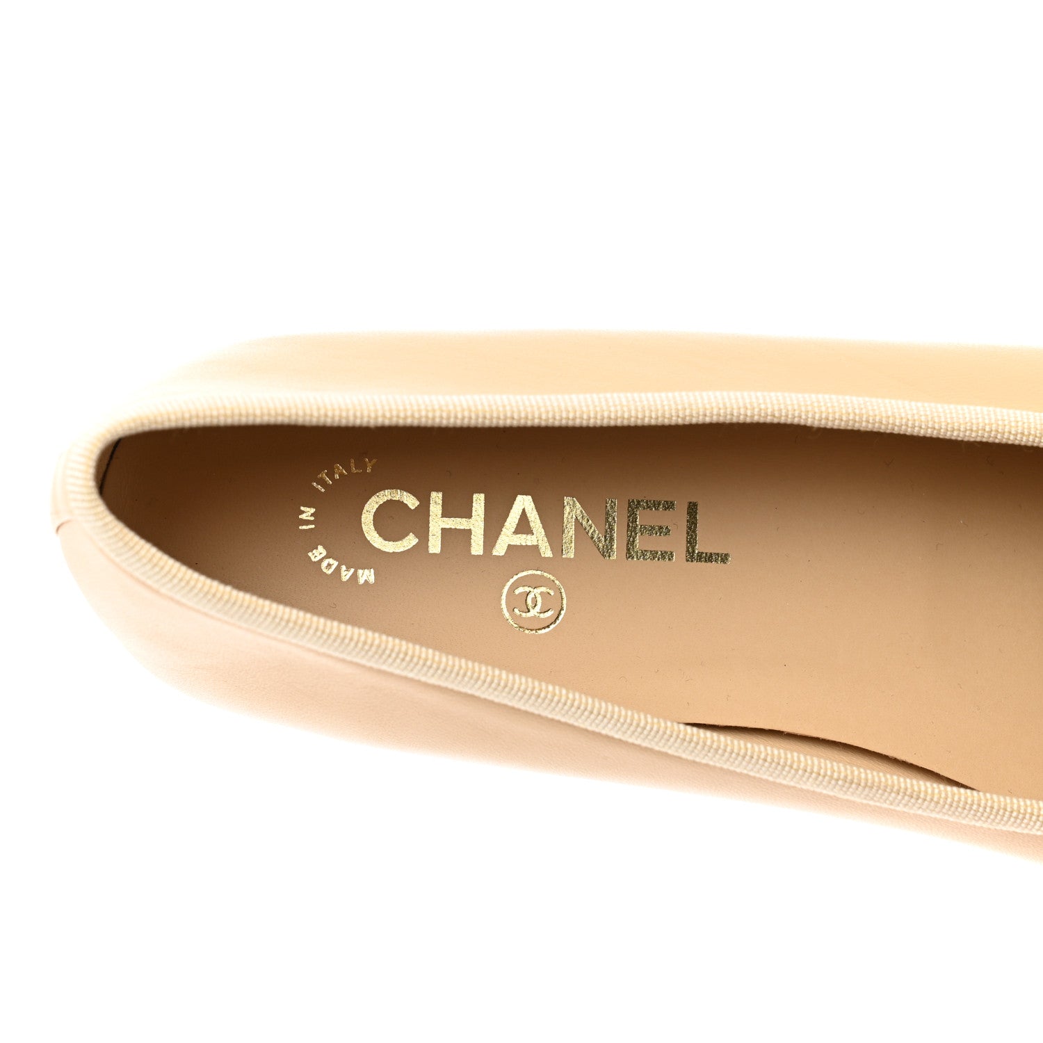 Chanel Lambskin Cap Toe Ballerina Flats 38.5 Beige Black 7 of 9