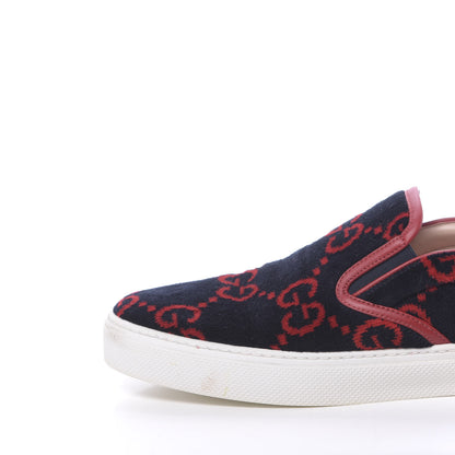 Gucci Terry Cloth Miro Soft Calfskin GG Monogram Mens Dublin Slip On Sneakers 12 Blue Red Hibiscus Red 10 of 12