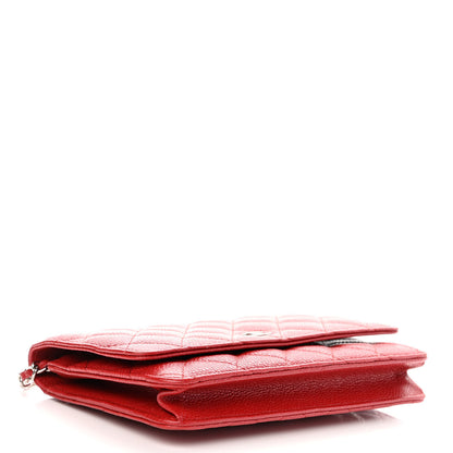Chanel Caviar Quilted Wallet On Chain WOC Dark Red 4 of 13
