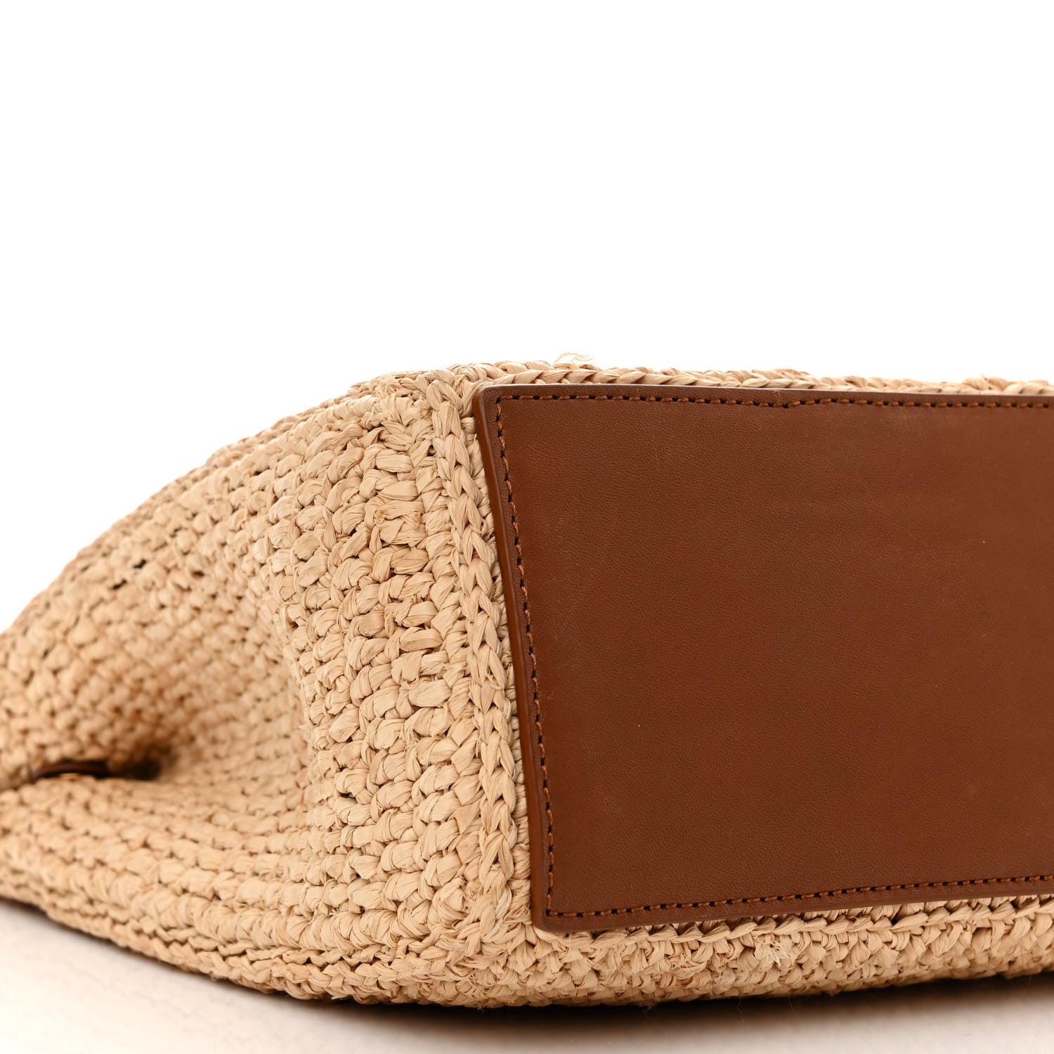 Saint Laurent Raffia Calfskin Panier Rectangle Tote Naturel Brick 8 of 11