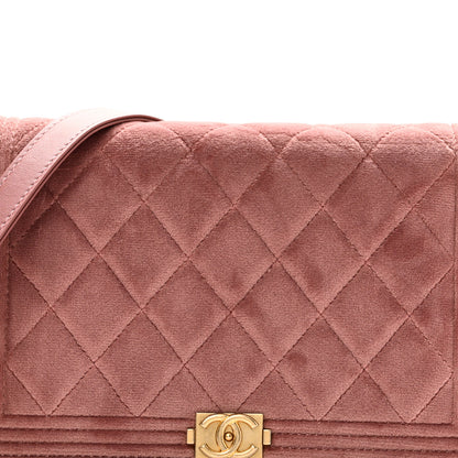 Chanel Velvet Quilted Boy Wallet On Chain WOC Pink 9 of 12