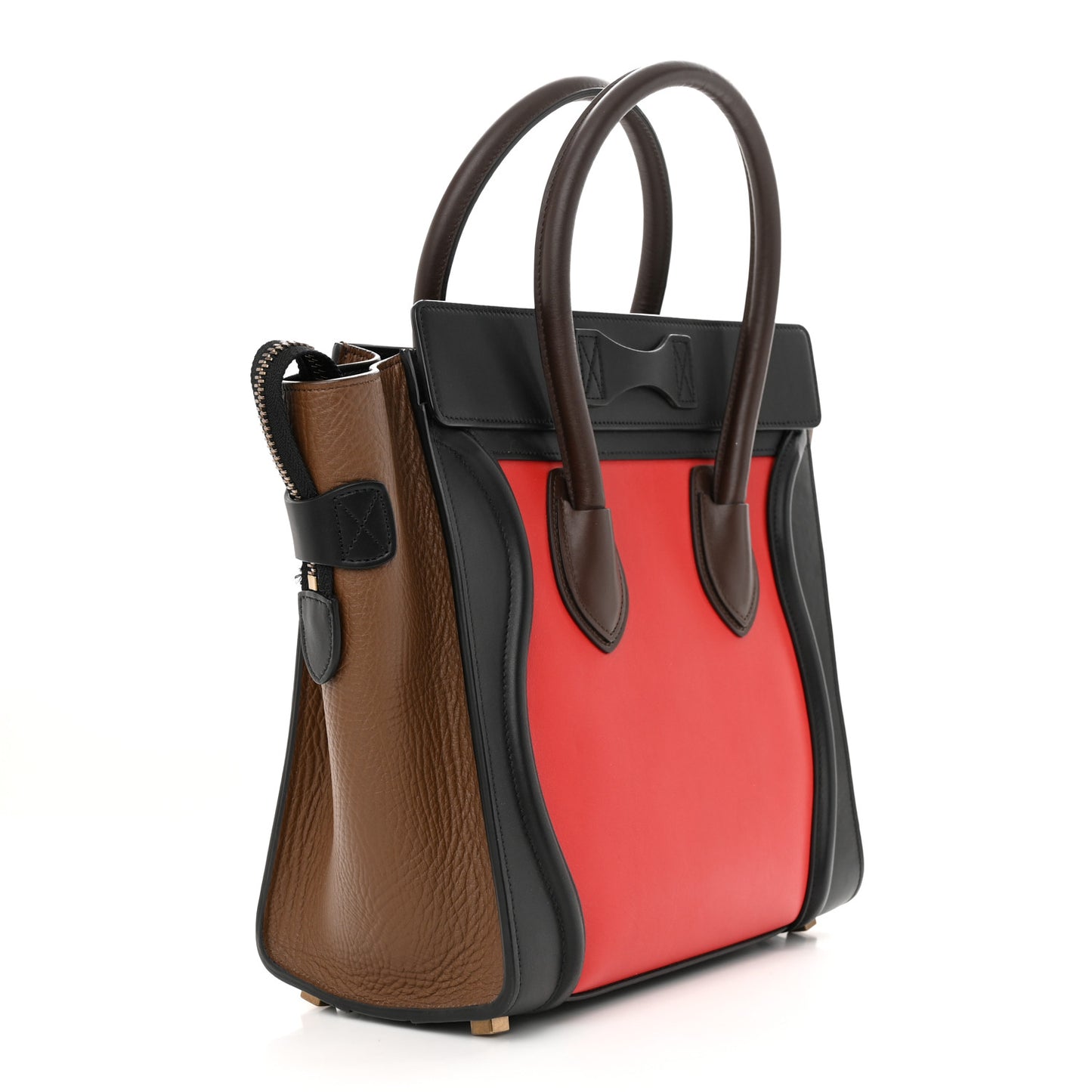 Elephant Calfskin Micro Tri-Color Luggage Bright Red