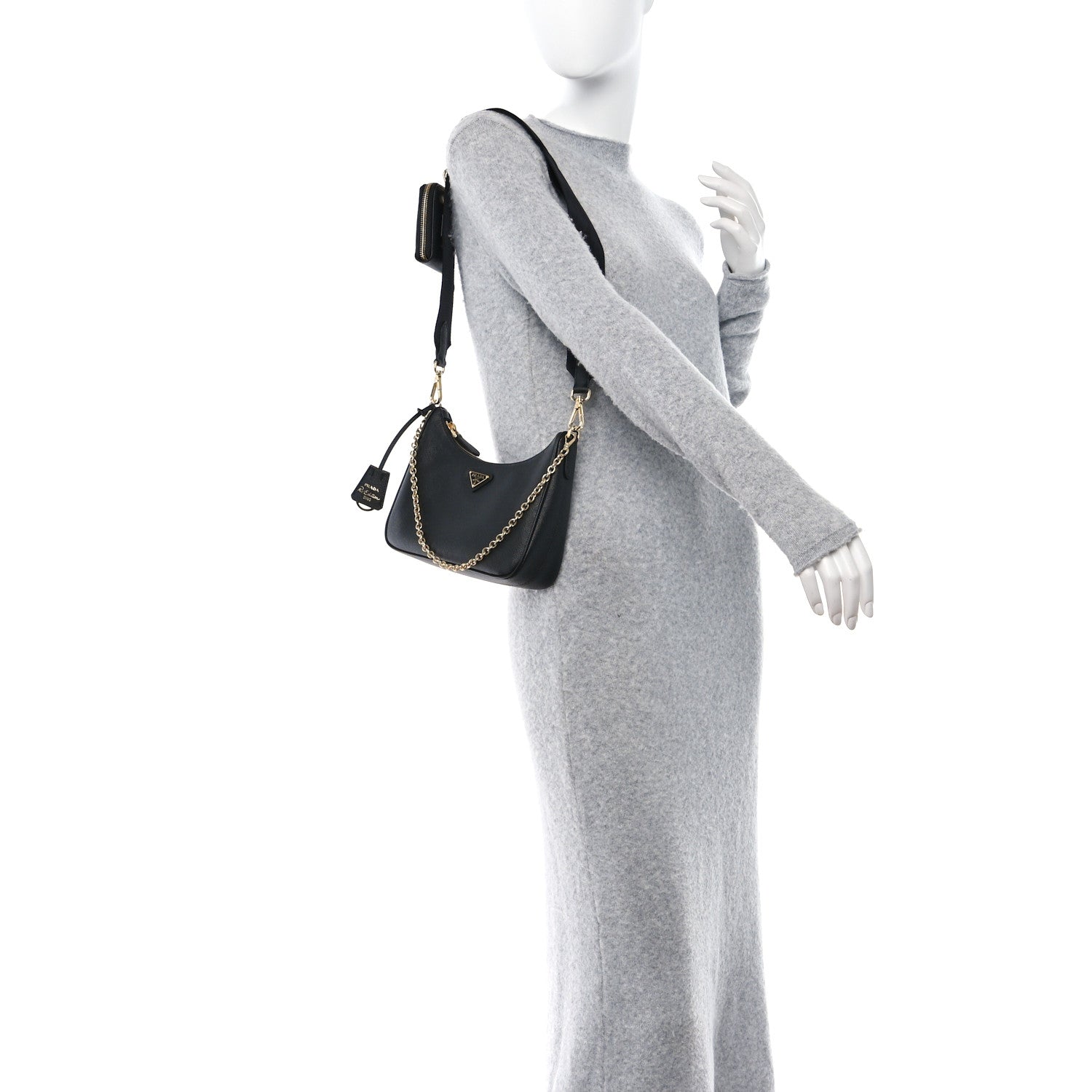 Prada Saffiano Lux Re-Edition 2005 Shoulder Bag Black 2 of 9