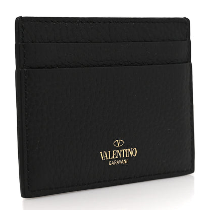 Valentino Garavani Pebbled Calfskin Rockstud Card Holder Black 3 of 6