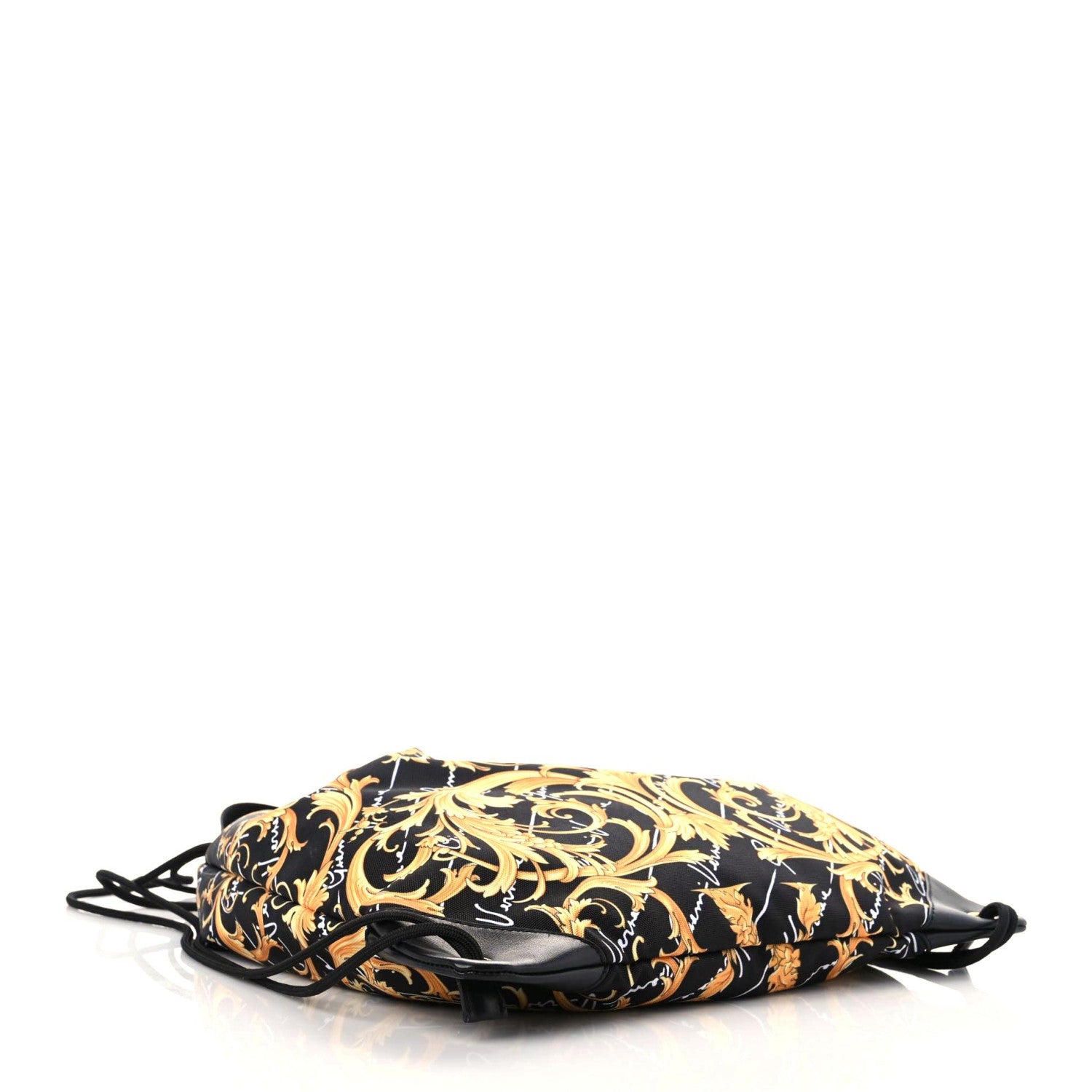 Versace Nylon Barocco Signature Print Drawstring Backpack Black 4 of 9