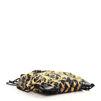 Versace Nylon Barocco Signature Print Drawstring Backpack Black 4 of 9