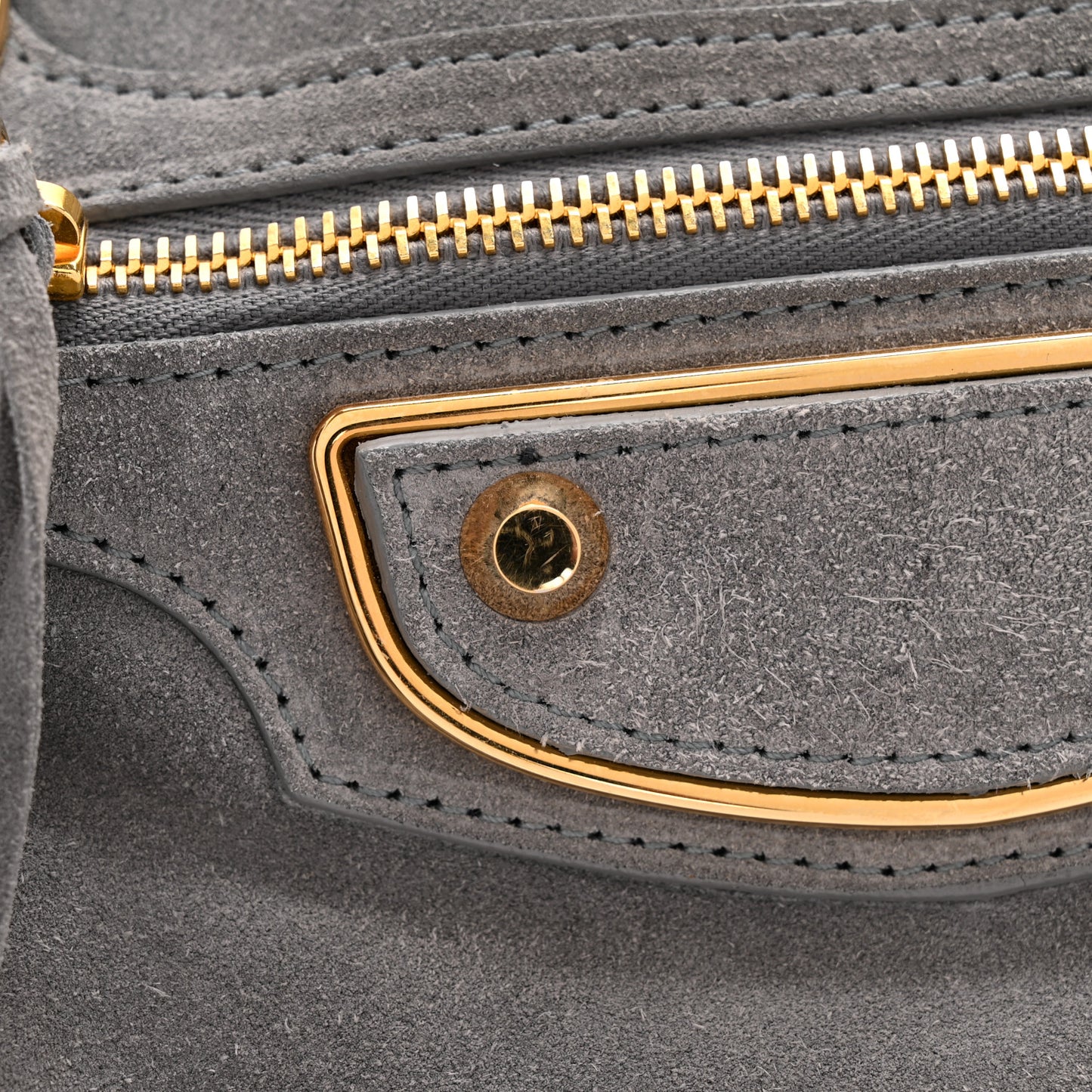 Suede Gold Metallic Edge Hardware City Gris Plomb