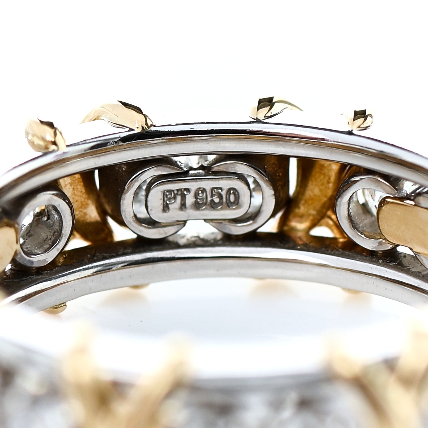 18K Yellow Gold Platinum Diamond Schlumberger Sixteen Stone Ring 50 5.25