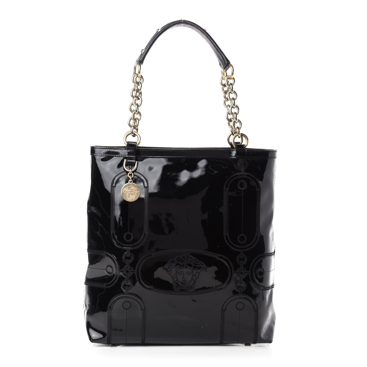 Versace Patent Medusa Tote Black 1 of 9