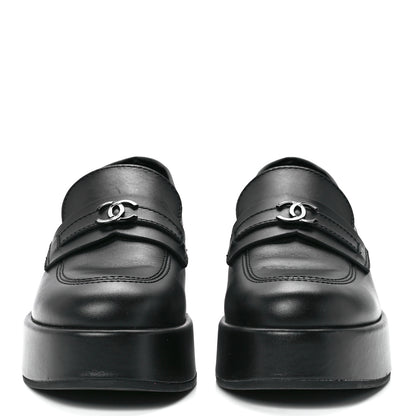 Chanel Calfskin CC Platform Loafers 38.5 Black 2 of 9