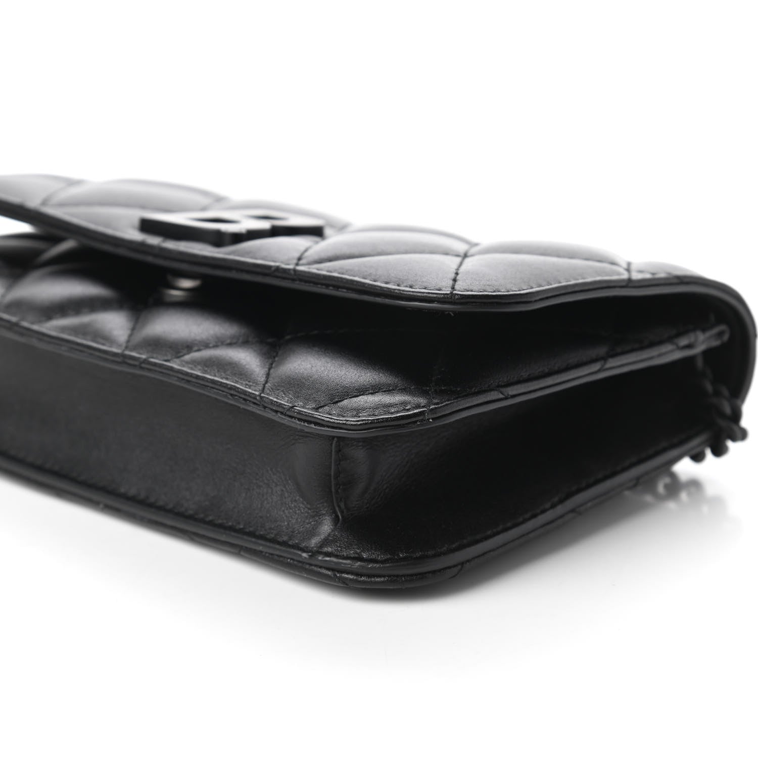 Balenciaga Calfskin Quilted Touch B Wallet on Chain Black 7 of 9