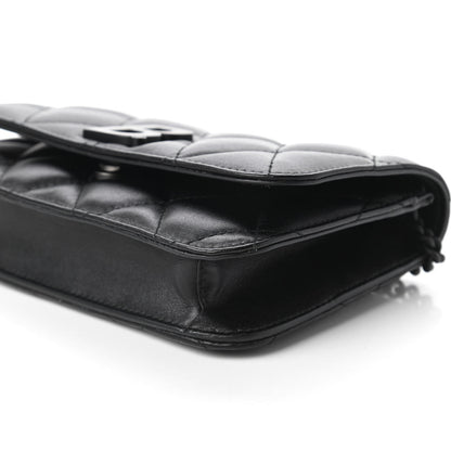 Balenciaga Calfskin Quilted Touch B Wallet on Chain Black 7 of 9
