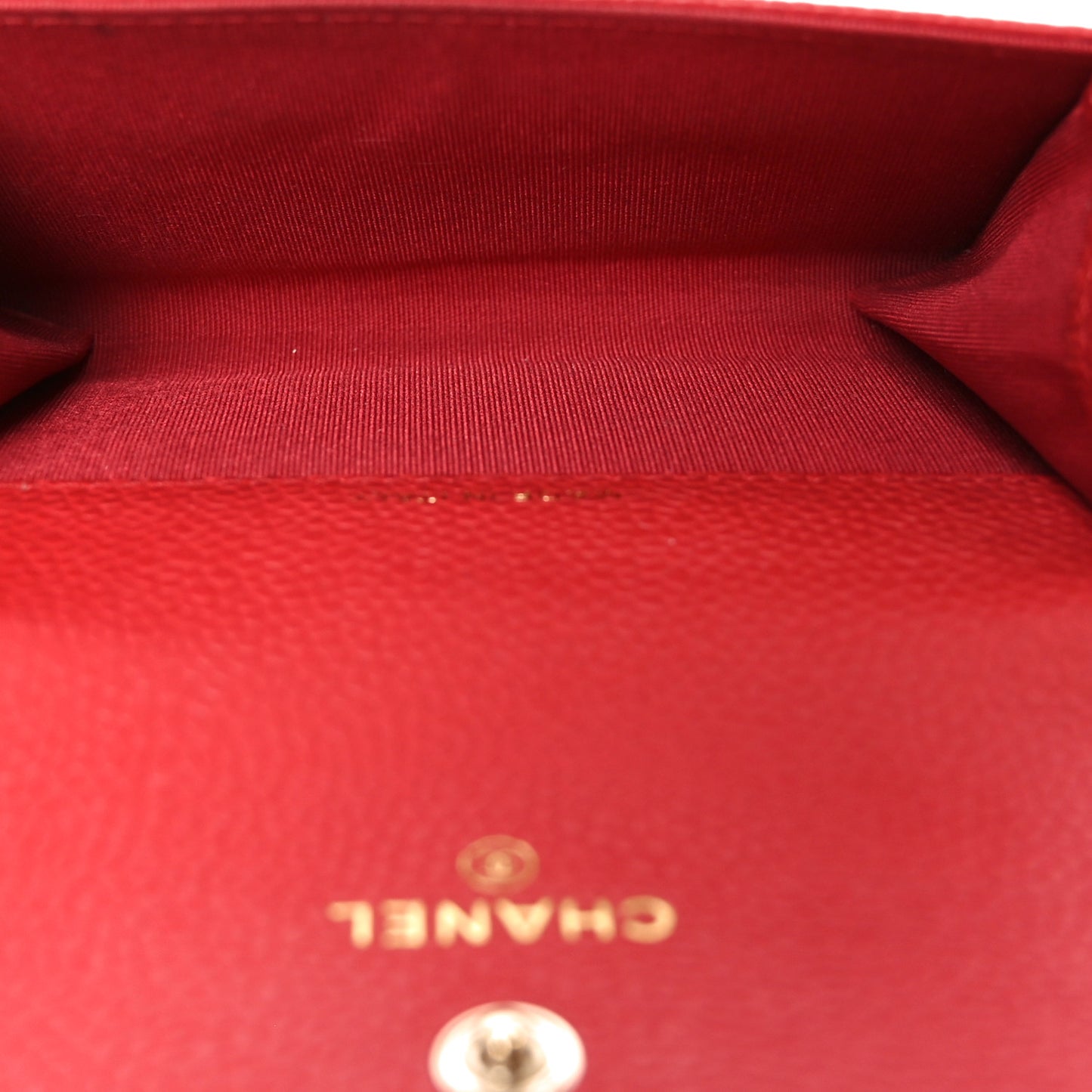 Caviar Quilted Boy Flap Card Holder Wallet Red