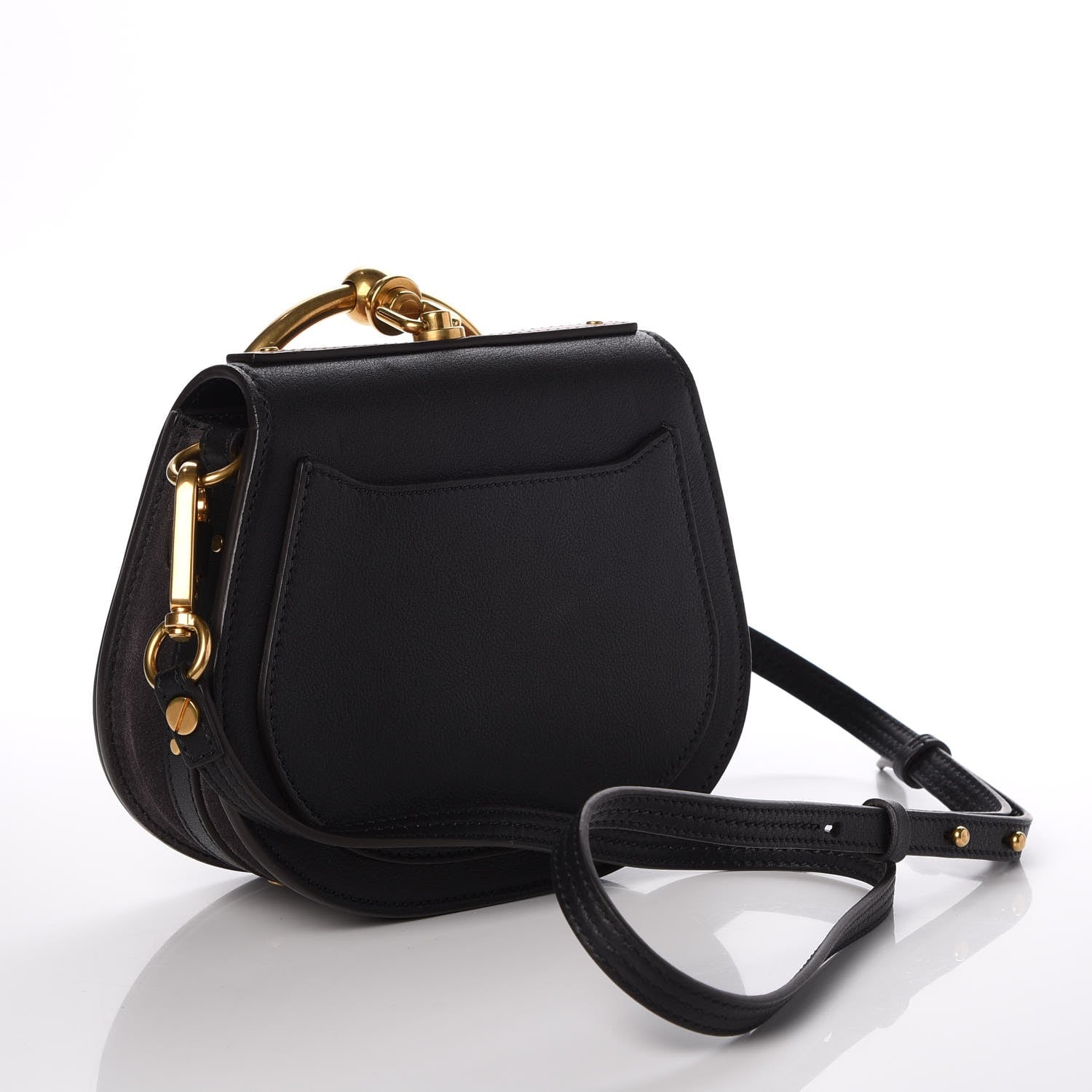 Chloe Calfskin Suede Floral Patchwork Small Nile Bracelet Bag Black 3 of 8