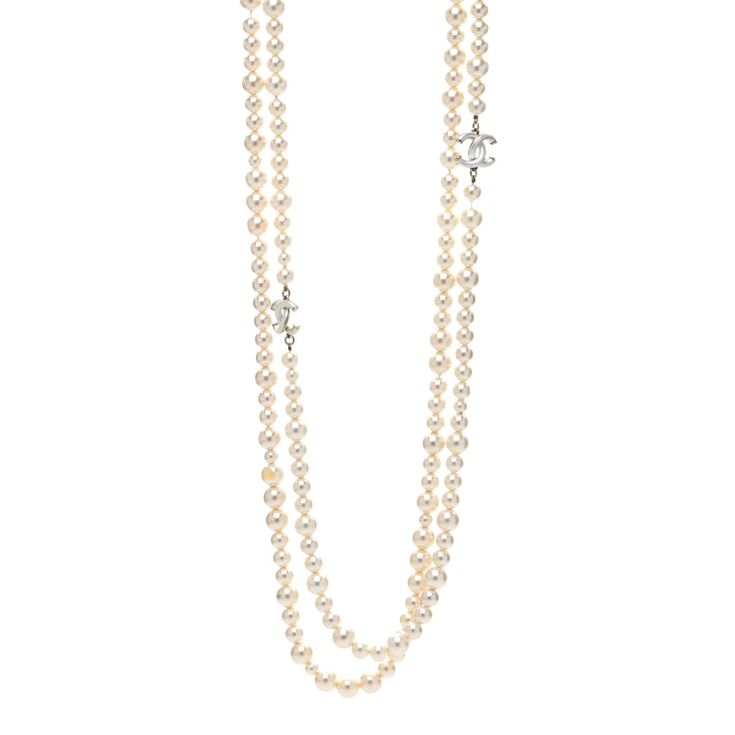 Chanel Graduated Pearl CC Long Necklace Gold 1 of 4