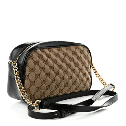 Gucci Monogram Matelasse Diagonal Small GG Marmont Chain Shoulder Bag Beige Black 3 of 11
