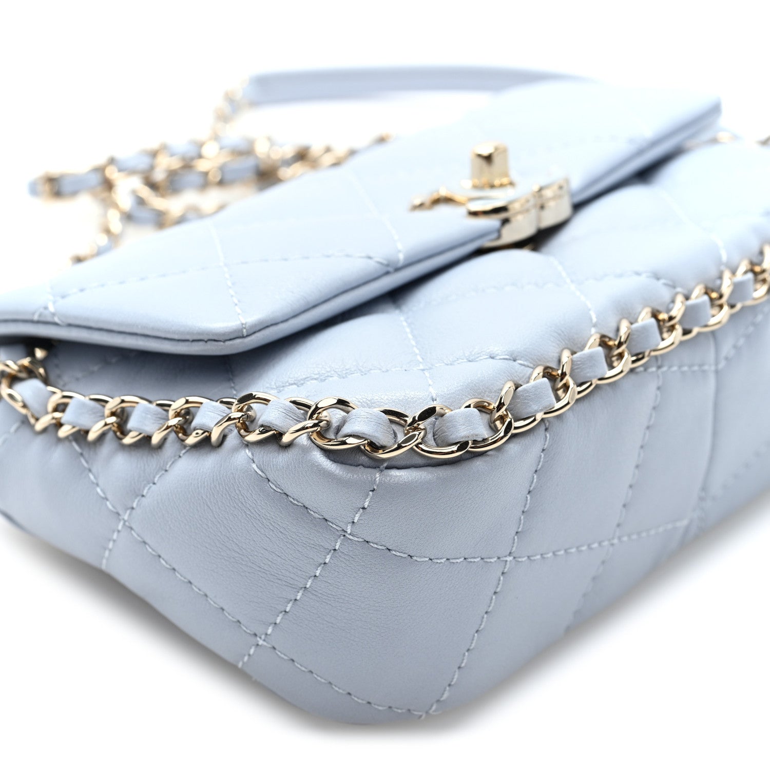 Chanel Lambskin Quilted Chain Around Flap Light Grey 9 of 11