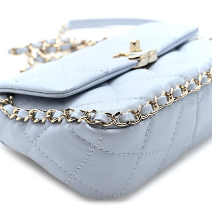 Chanel Lambskin Quilted Chain Around Flap Light Grey 9 of 11