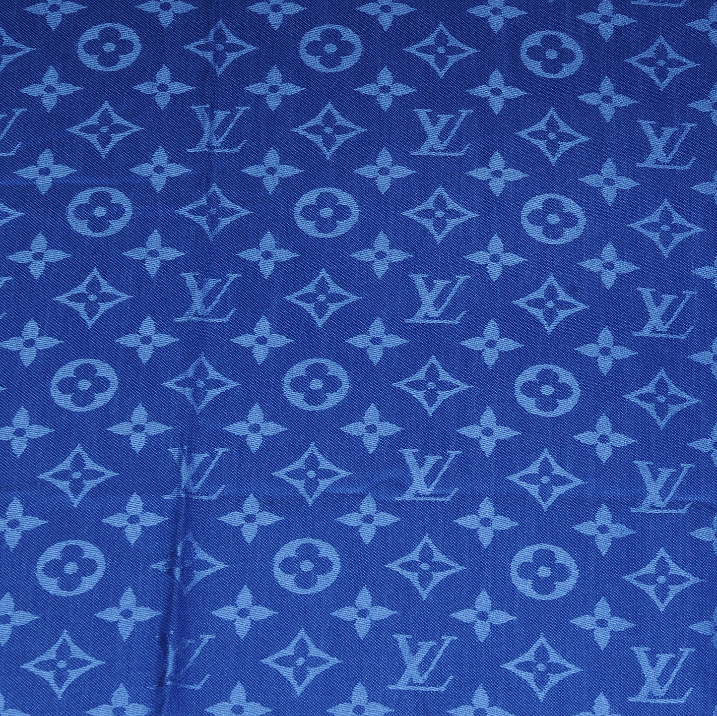 Wool Silk Monogram Shawl Blue