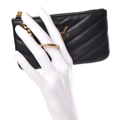 Saint Laurent Calfskin Matelasse Monogram Key Pouch Black 2 of 8