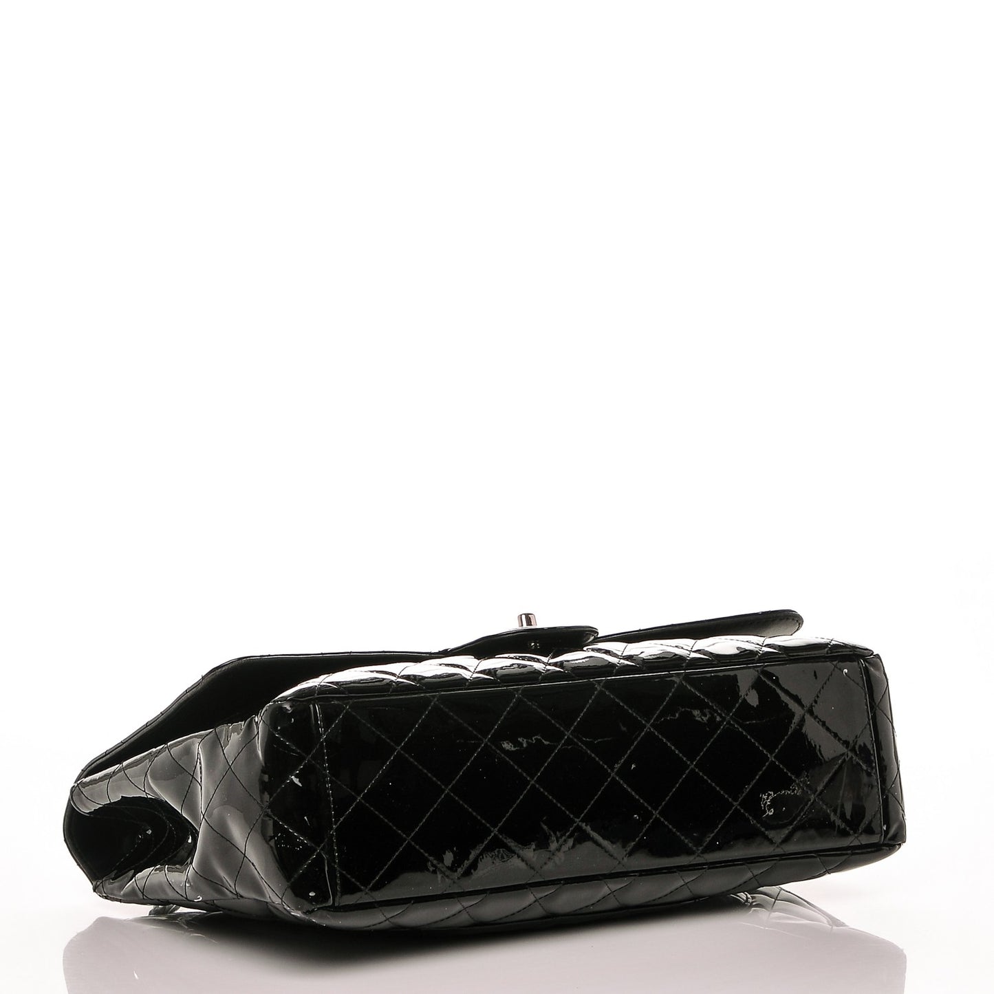Patent Quilted Maxi Single Flap Black