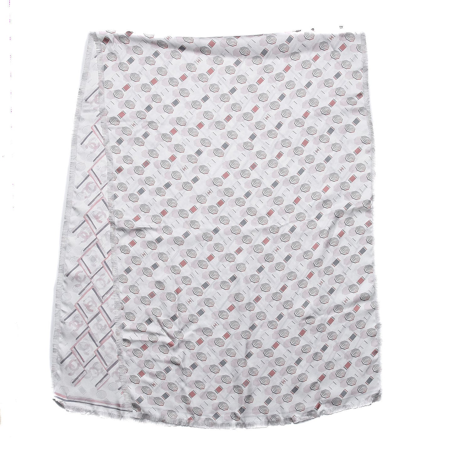 Silk CC Umbrella Print Scarf Light Pink