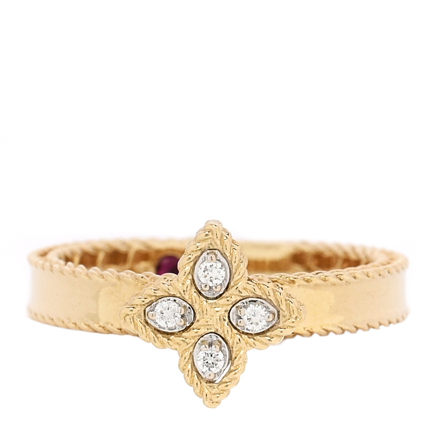 Roberto Coin 18K Yellow White Gold Diamond .05ctw Princess Flower Ring 54 7 1 of 4