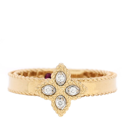 Roberto Coin 18K Yellow White Gold Diamond .05ctw Princess Flower Ring 54 7 1 of 4