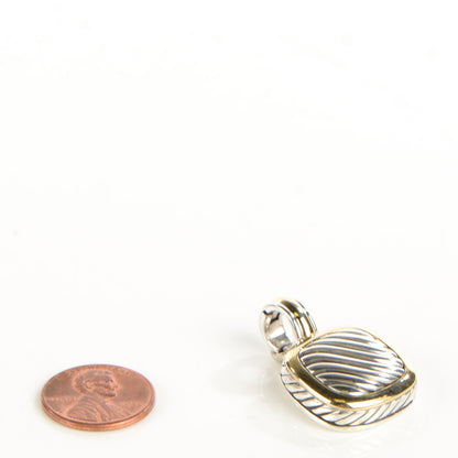 David Yurman Sterling Silver 18K Gold 21mm Carved Cable Enhancer Pendant 2 of 4