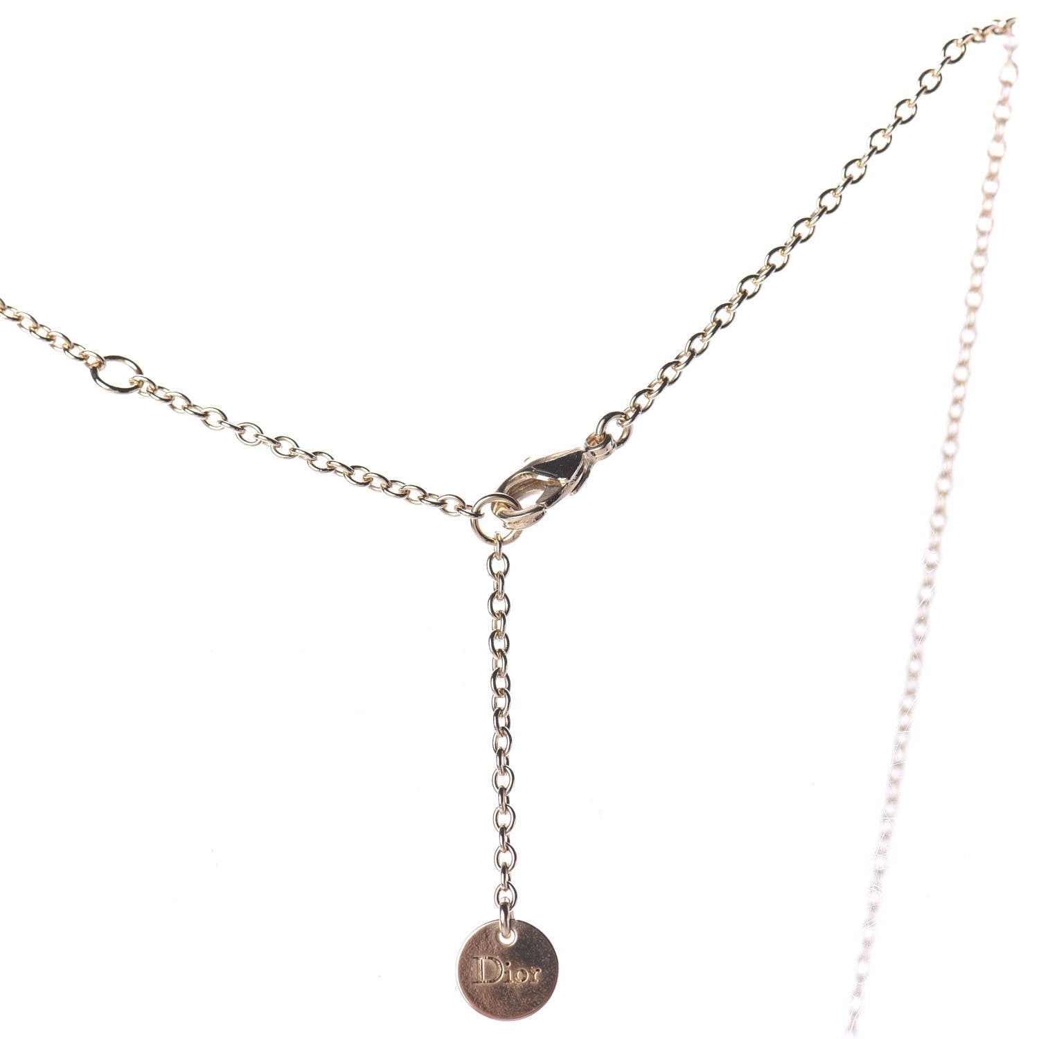 Christian Dior Crystal Pearl Shiny-D Tribal Long Necklace Gold 5 of 7