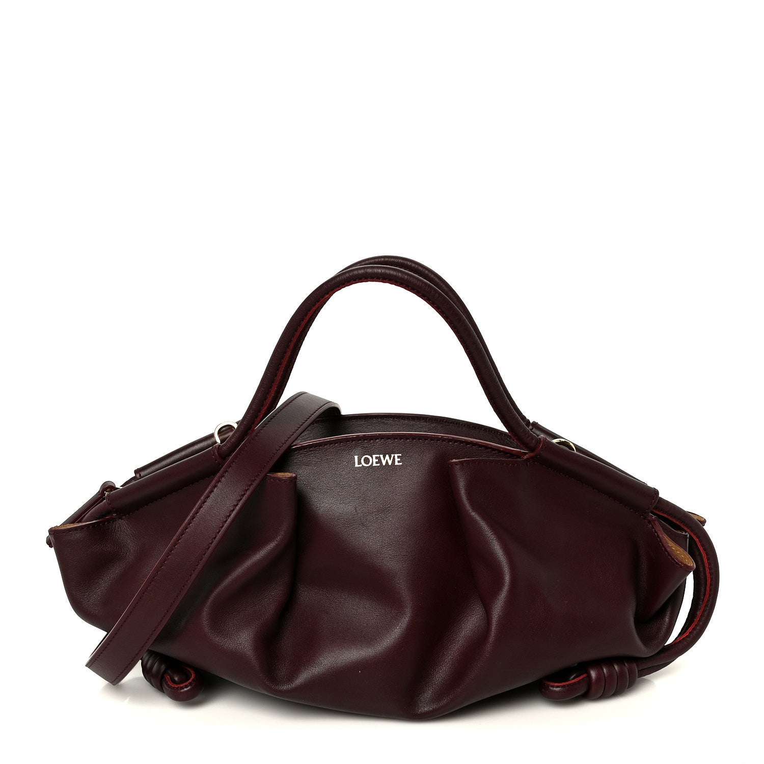 Loewe Shiny Nappa Calfskin Small Paseo Bag Burgundy 1 of 10