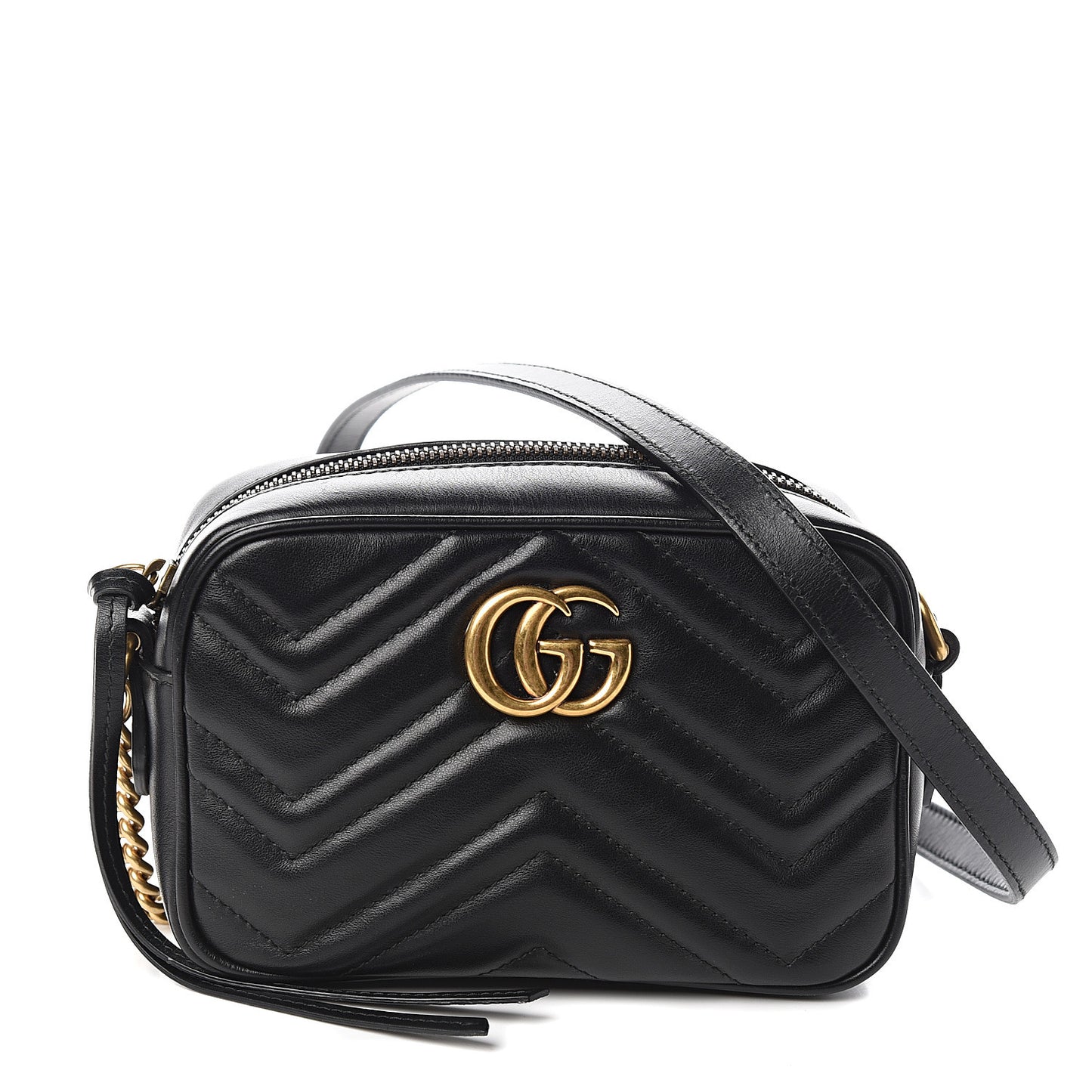Calfskin Matelasse Mini GG Marmont Chain Shoulder Bag Black