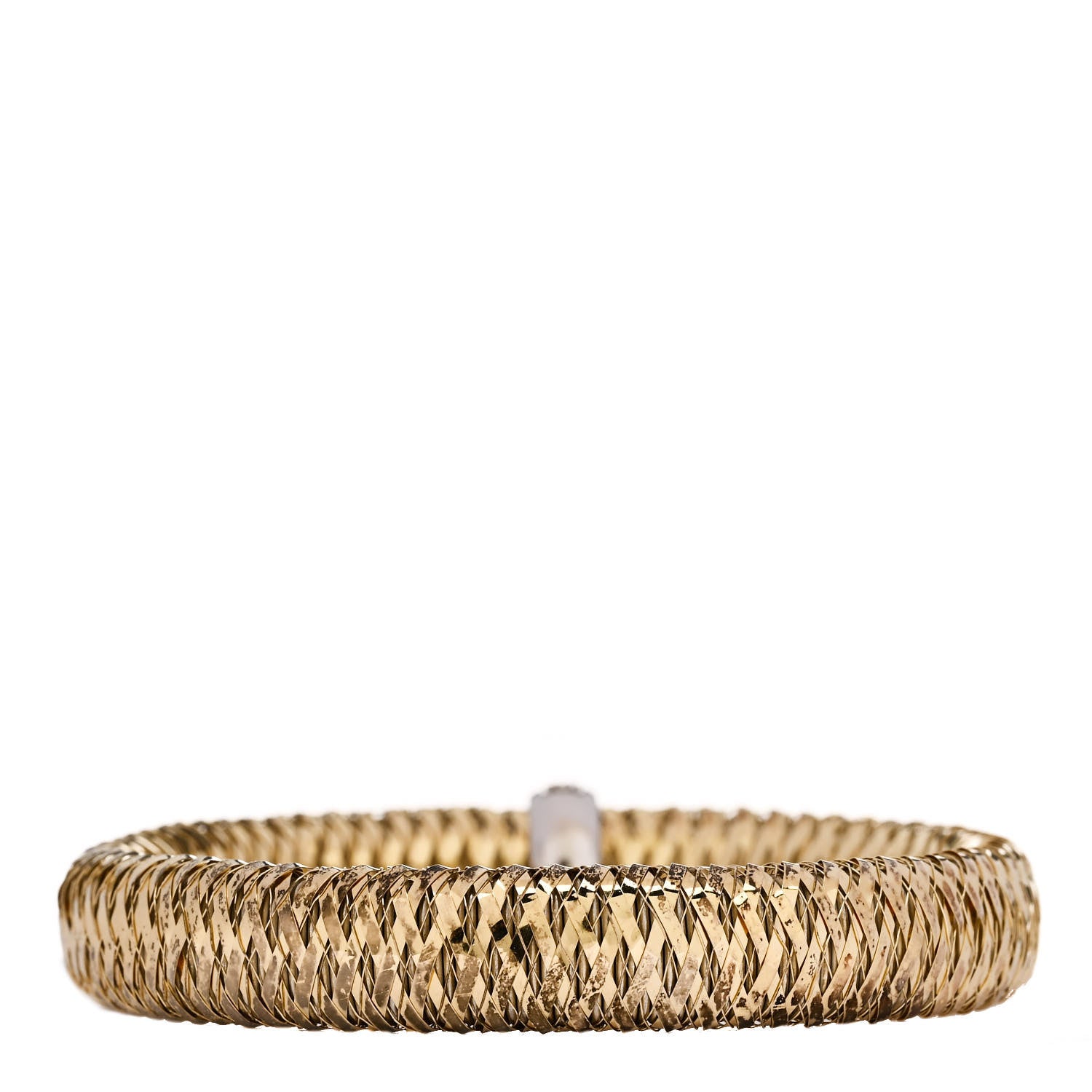 Roberto Coin 18K Yellow White Gold Diamond Medium Primavera Bangle Bracelet 2 of 3