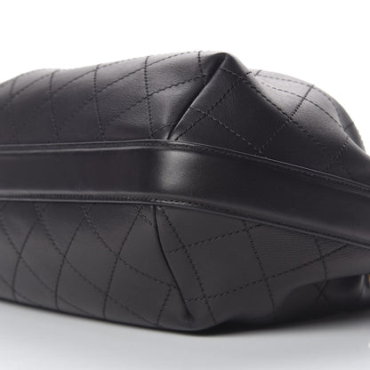 Chanel Calfskin Stitched Medium Drawstring CC Bag Black 11 of 13