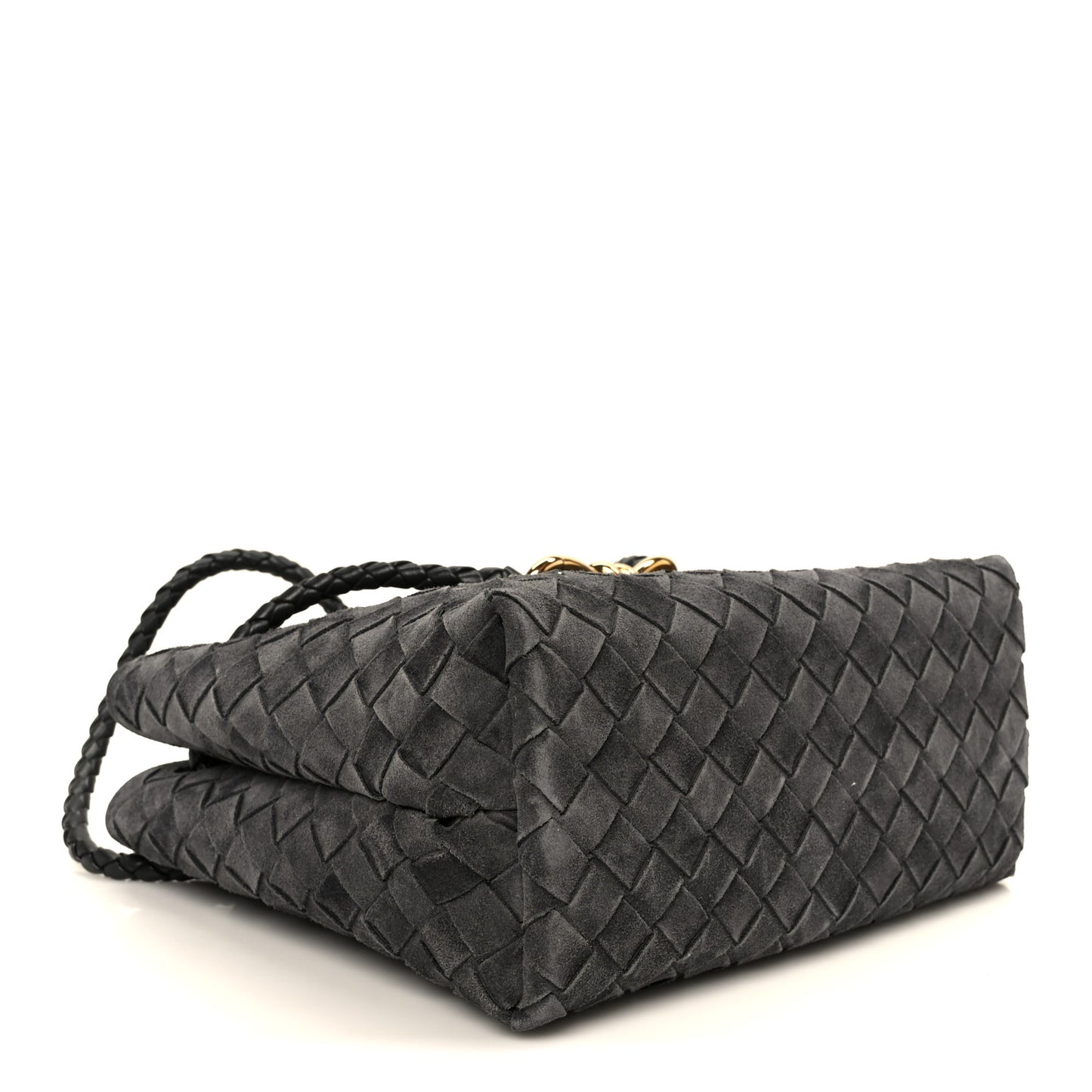 Suede Intrecciato Small Andiamo Shoulder Bag Graphite