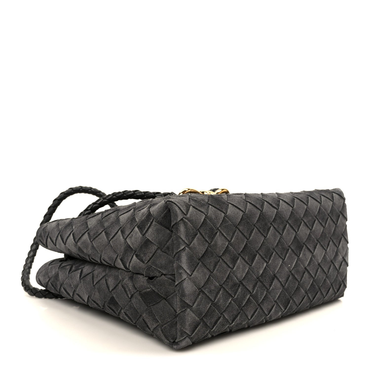 Bottega Veneta Suede Intrecciato Small Andiamo Shoulder Bag Graphite 4 of 10
