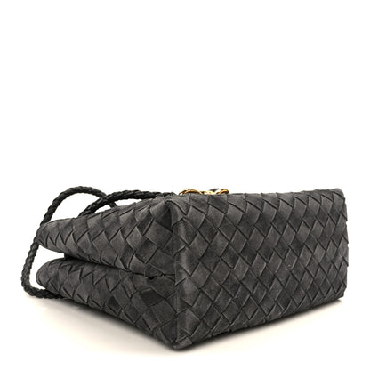 Bottega Veneta Suede Intrecciato Small Andiamo Shoulder Bag Graphite 4 of 10