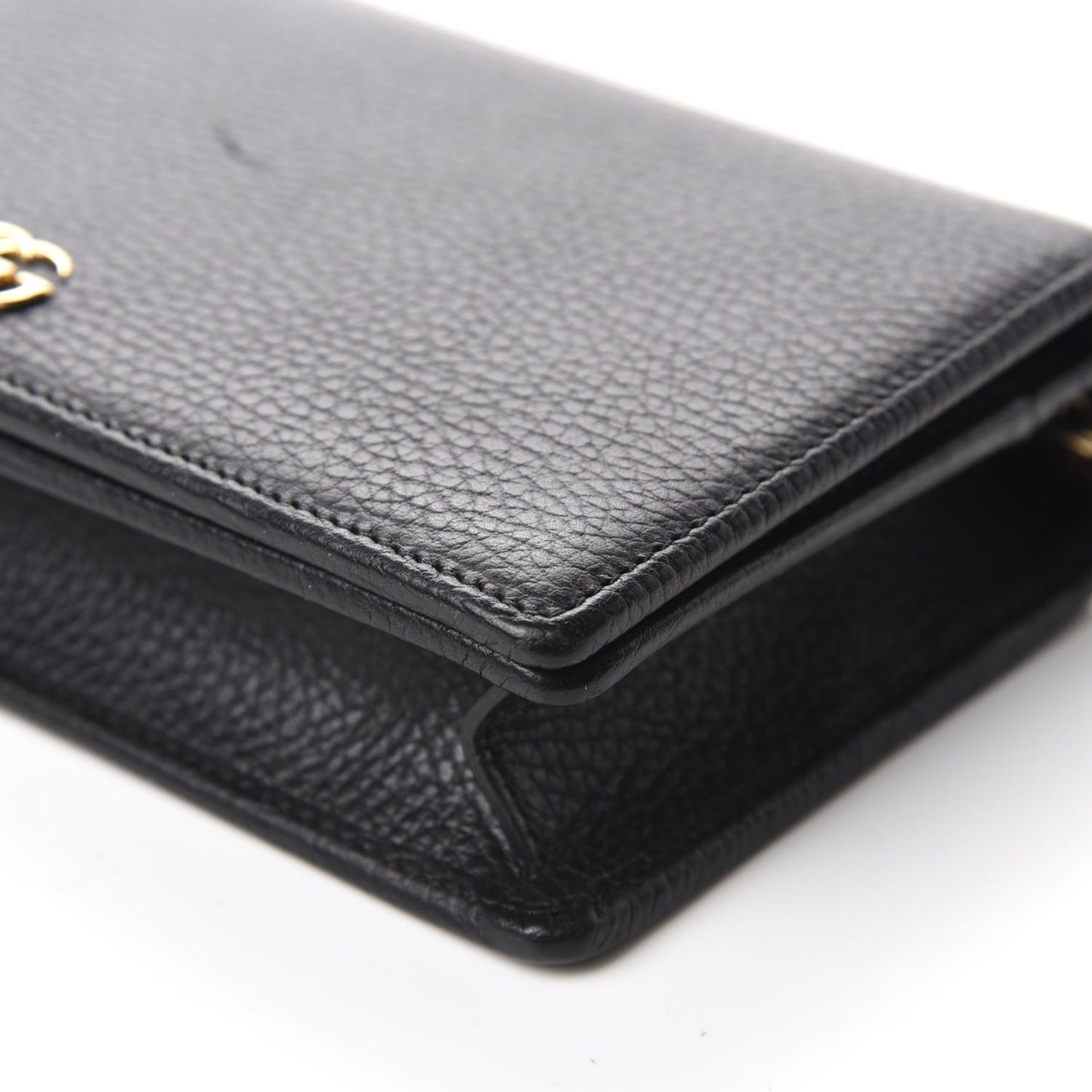 Calfskin Mini GG Marmont Chain Wallet Black