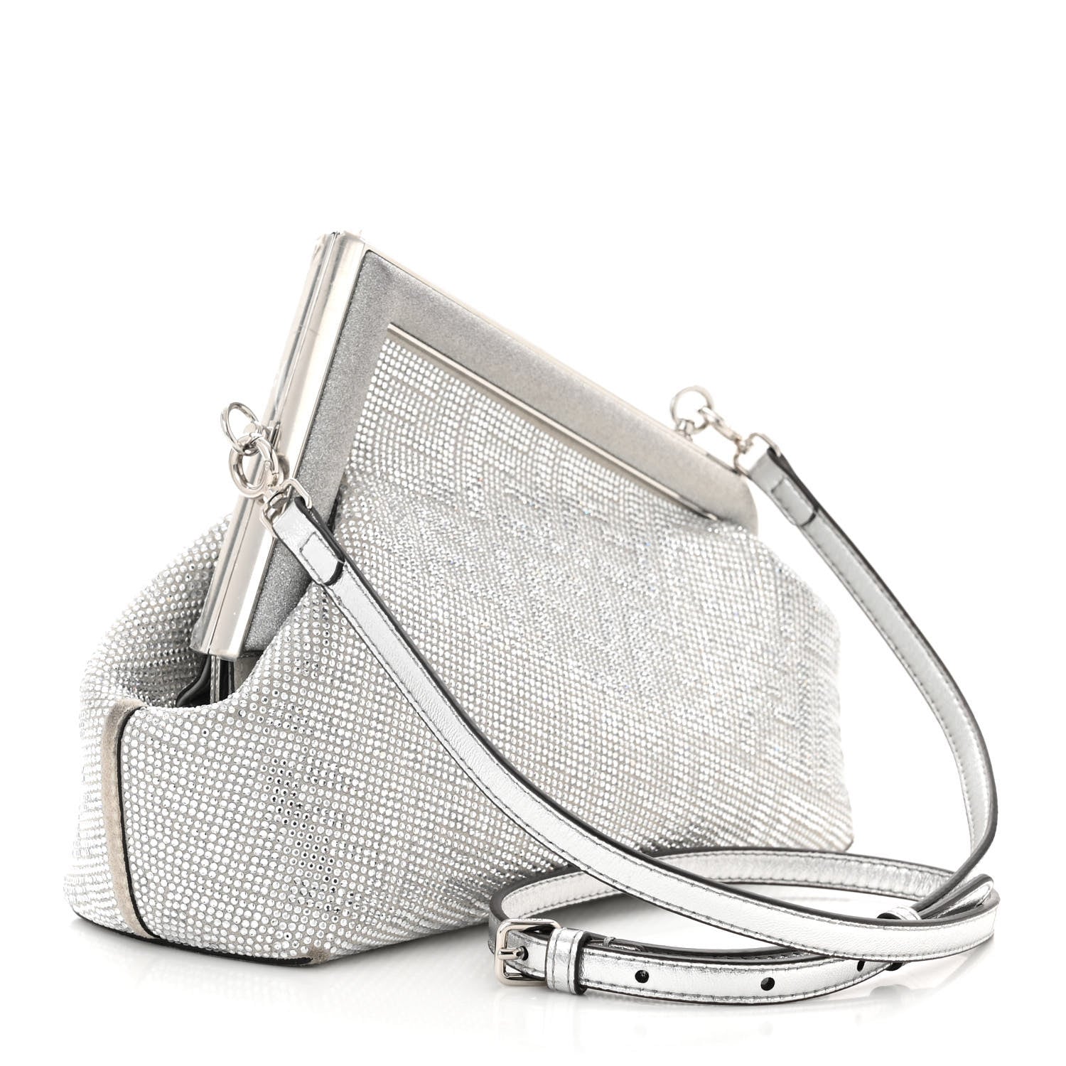 Fendi Crystal Embellished Small First Argento 3 of 11