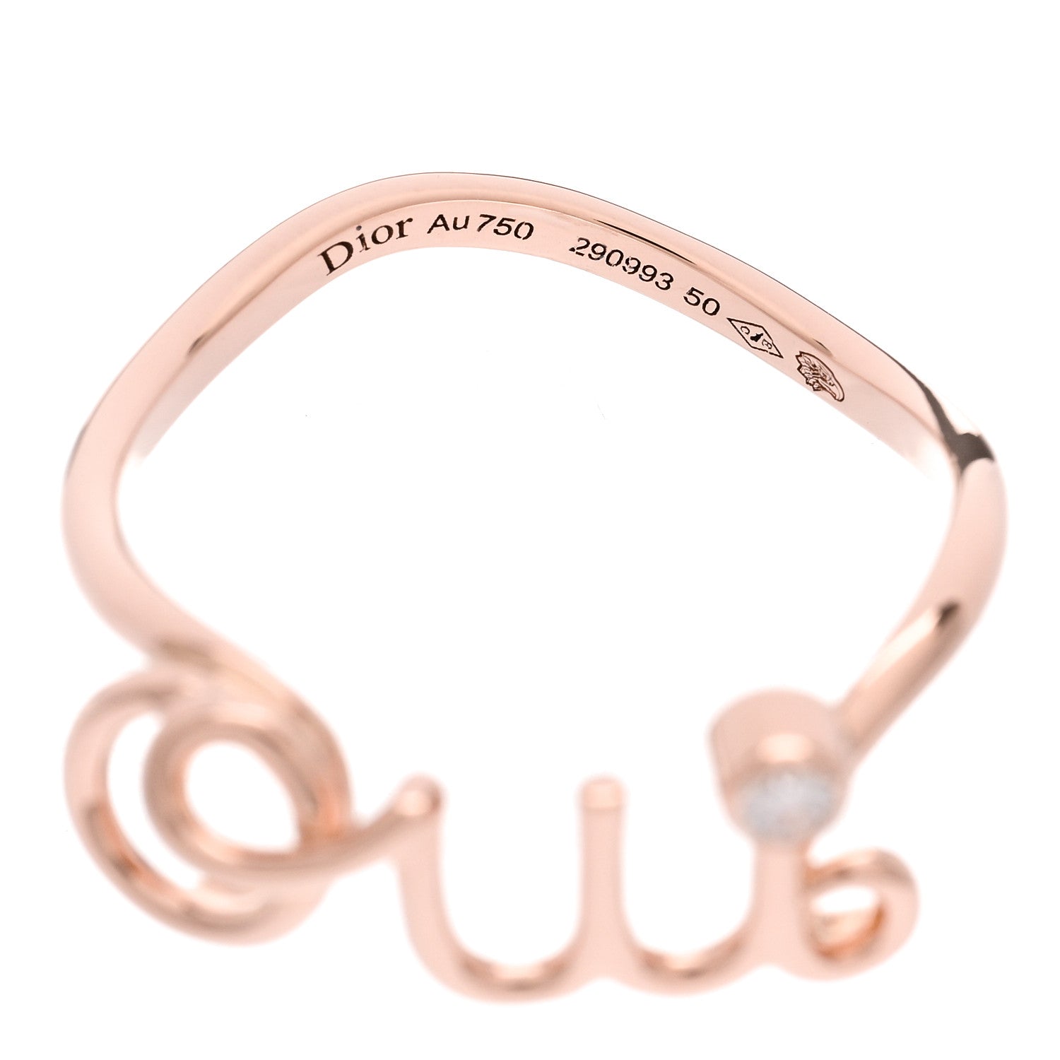 Christian Dior 18K Rose Gold Diamond Oui Ring 50 5.25 4 of 4