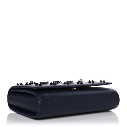 Christian Louboutin Calfskin Spikes Loubinthesky Paloma Clutch Navy 3 of 9