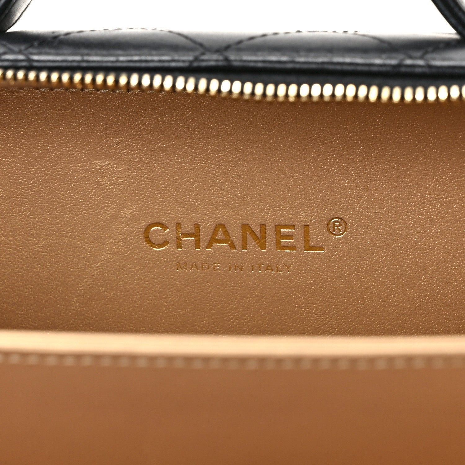 Chanel Lambskin Metal Quilted Golden Plate Vanity Case Black Golden Plate Vanity Case Black Gold 6 of 13