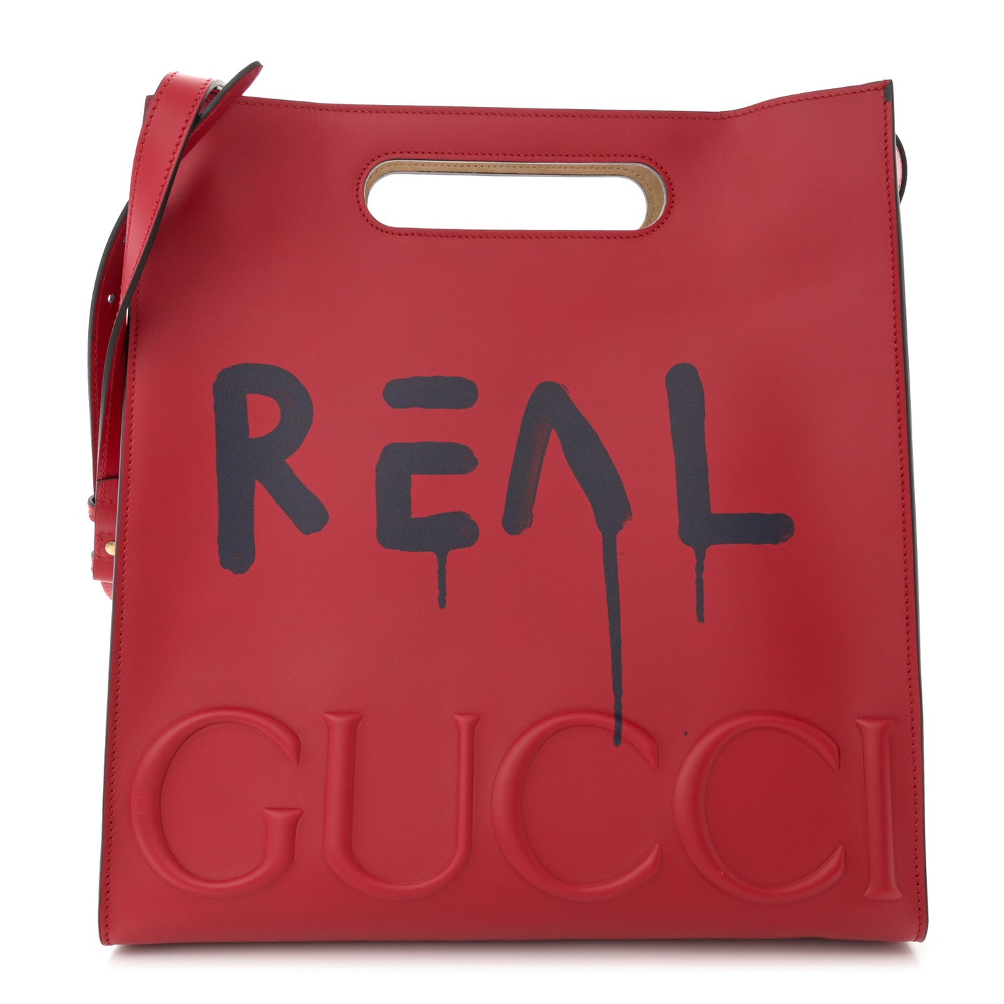 Calfskin GucciGhost Real Medium XL Tote Hibiscus Red