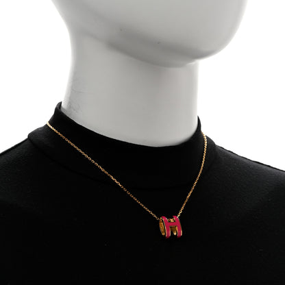 Hermes Lacquered Gold Pop H Pendant Necklace Rose Indien 2 of 7