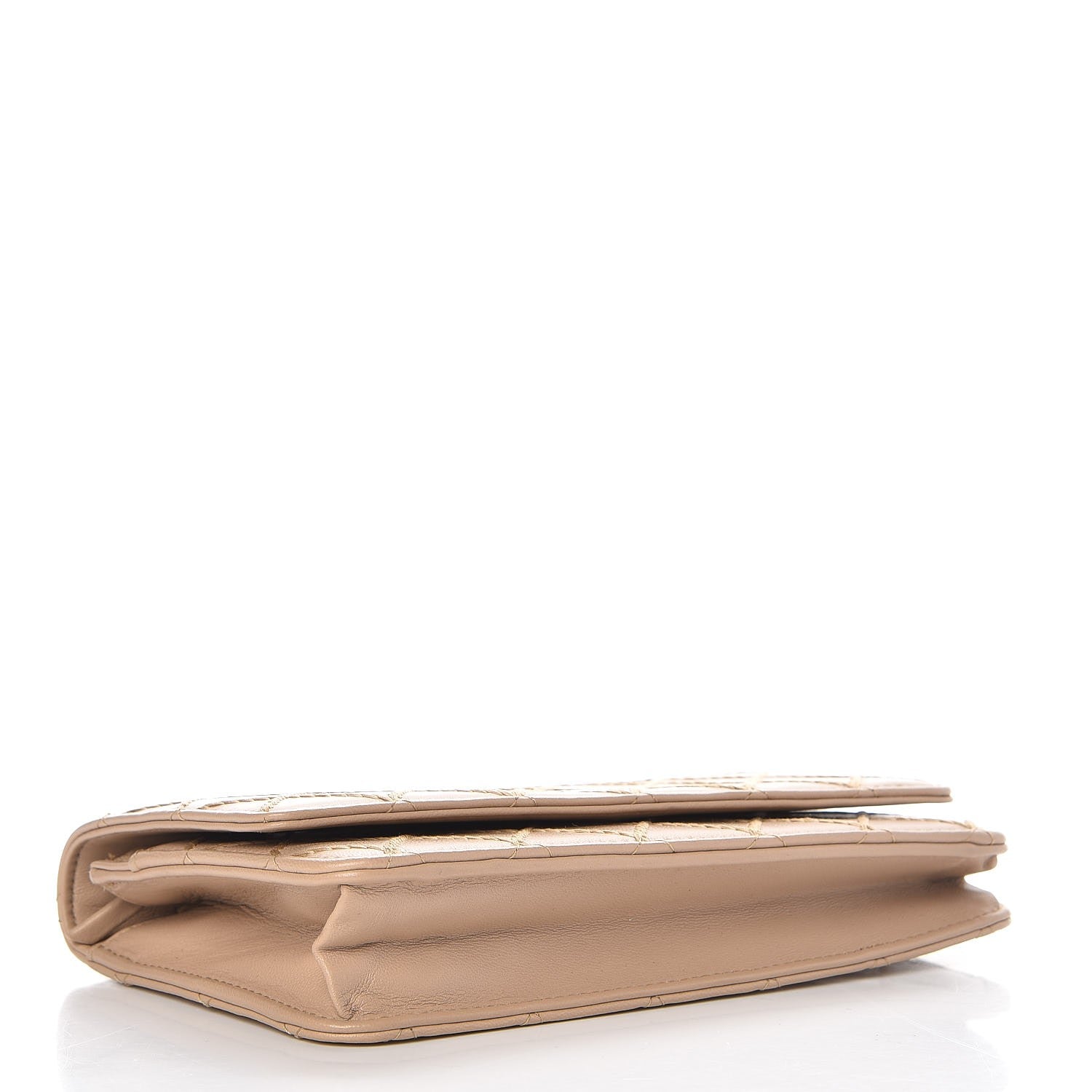 Chanel Calfskin Diamond Stitch Wallet On Chain WOC Beige 4 of 10