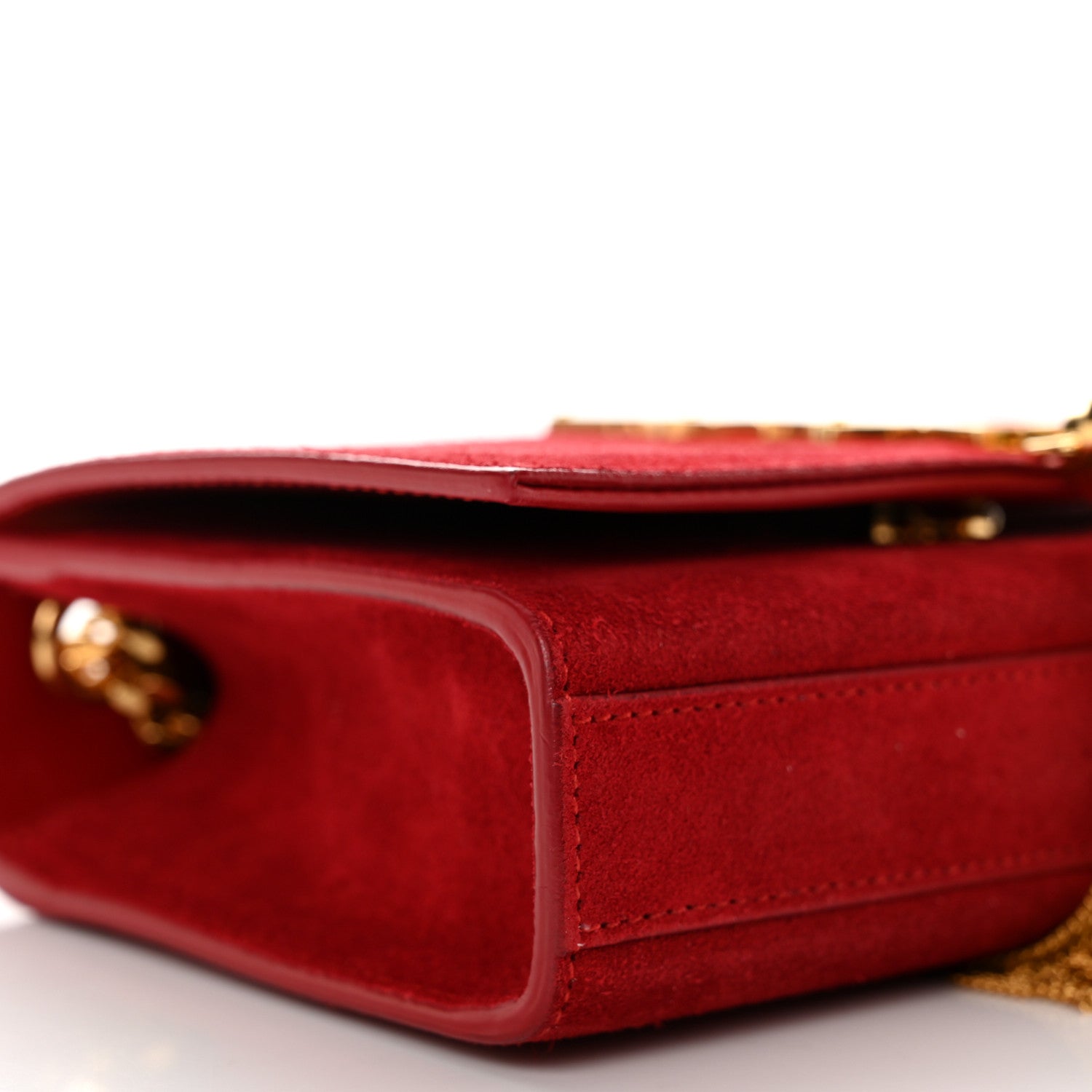 Saint Laurent Suede Small Classic Monogram Kate Tassel Satchel Red 10 of 12