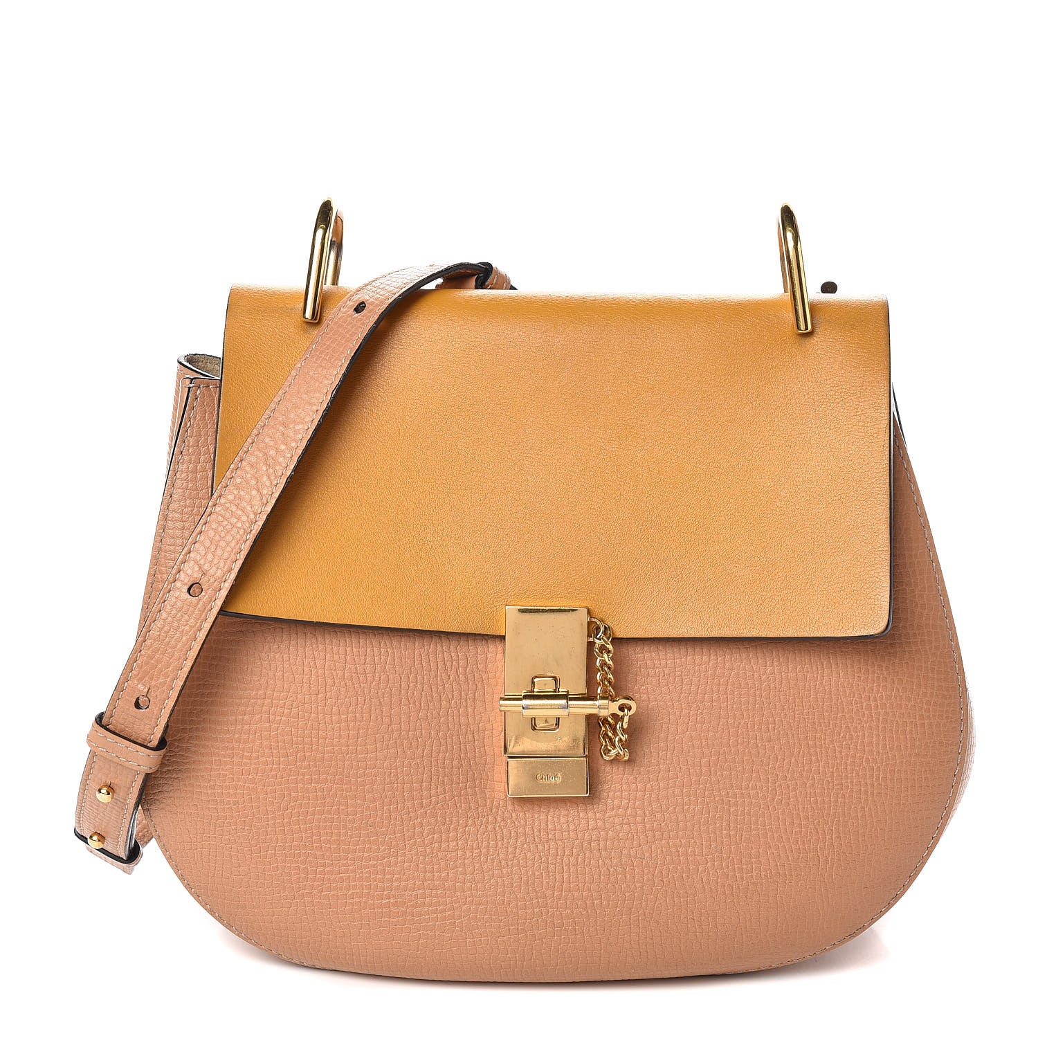 Chloe Grained Calfskin Lambskin Medium Bi-Color Drew Shoulder Bag Wet Sand Sunflower 1 of 13