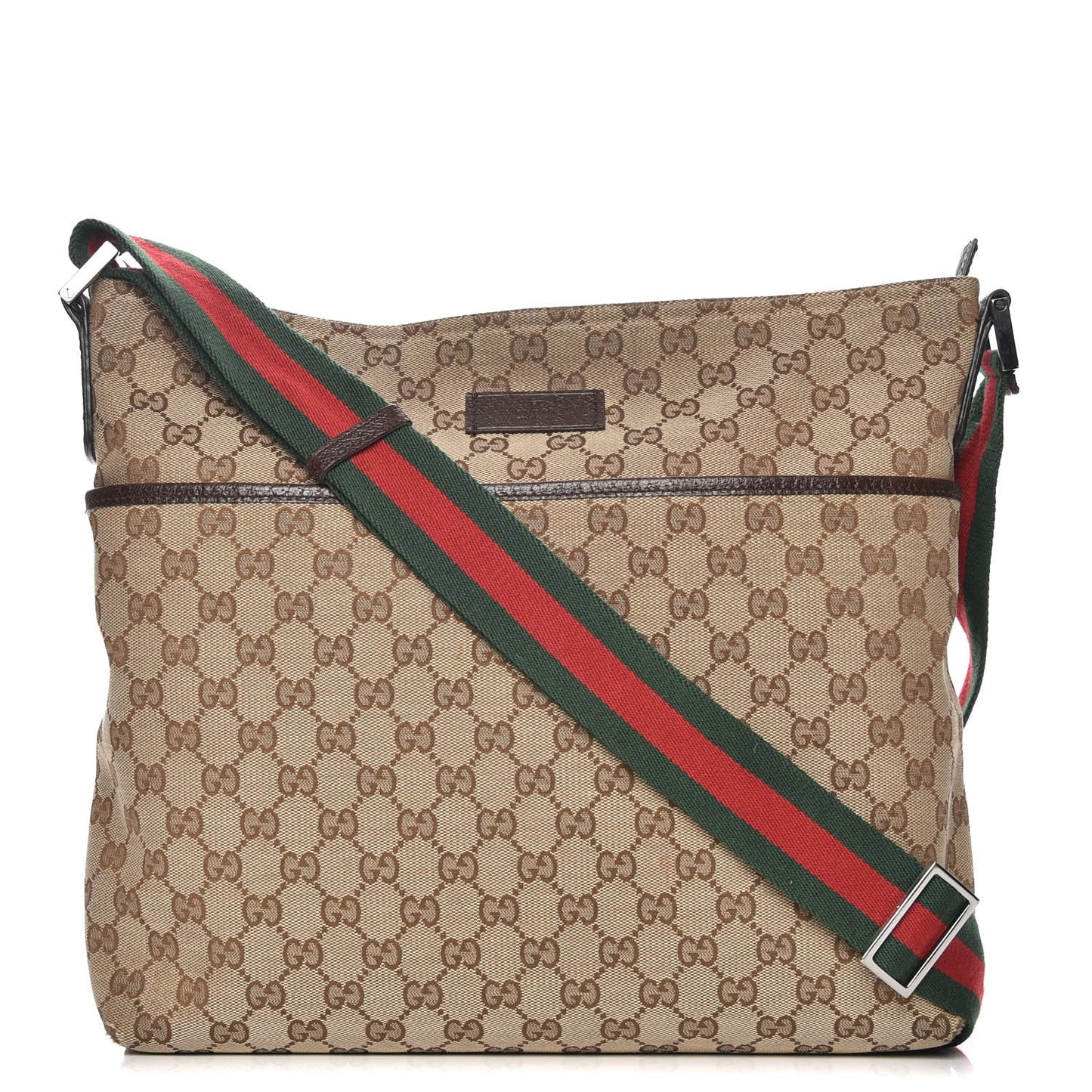 Monogram Web Medium Flat Messenger Bag Brown