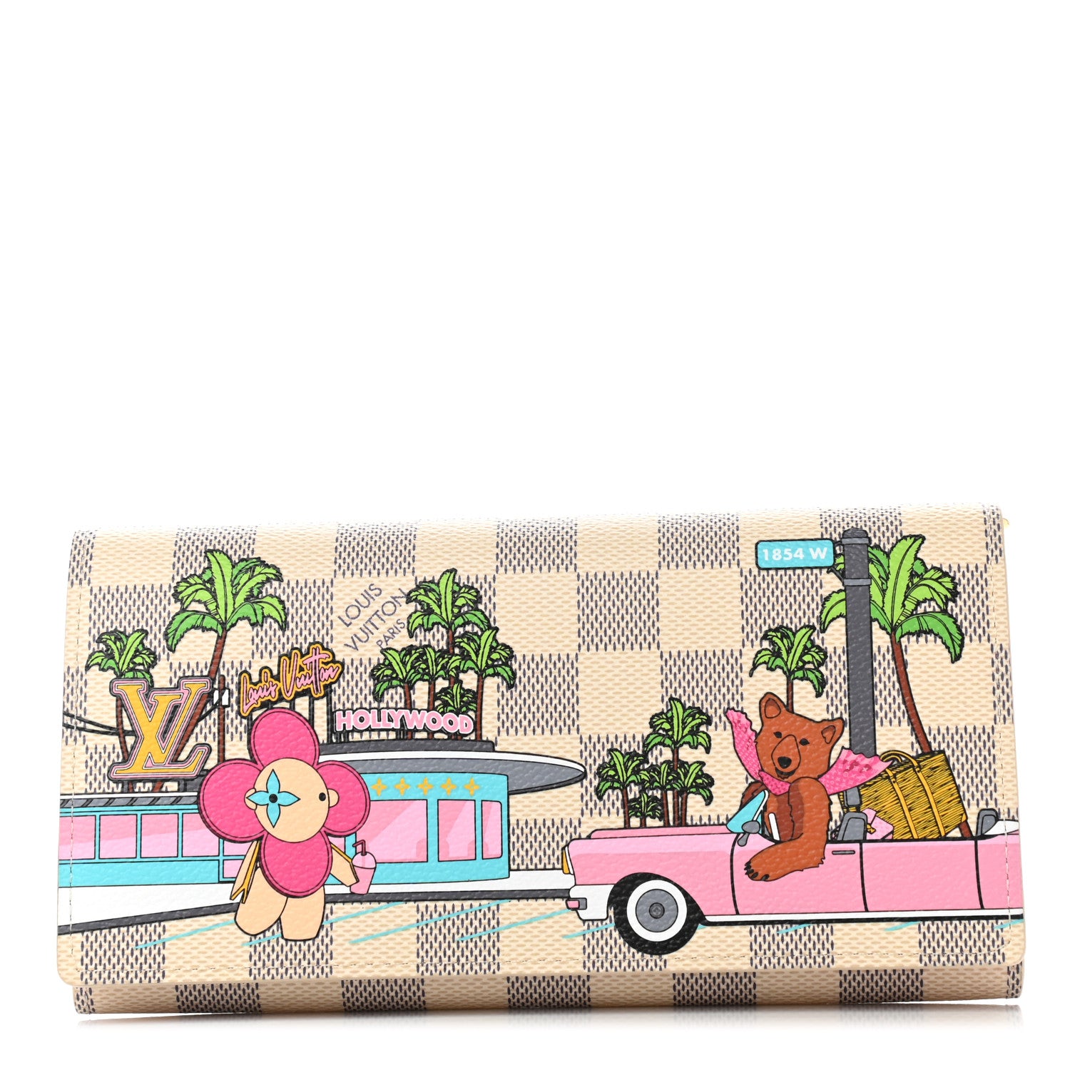 Louis Vuitton Damier Azur 2021 Christmas Animation Hollywood Sarah Wallet Fuchsia 1 of 7